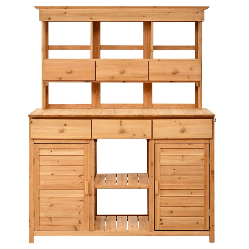 TOPMAX 65.7'' Tall Garden Potting Bench Table with Hutch by HouseOfZazla