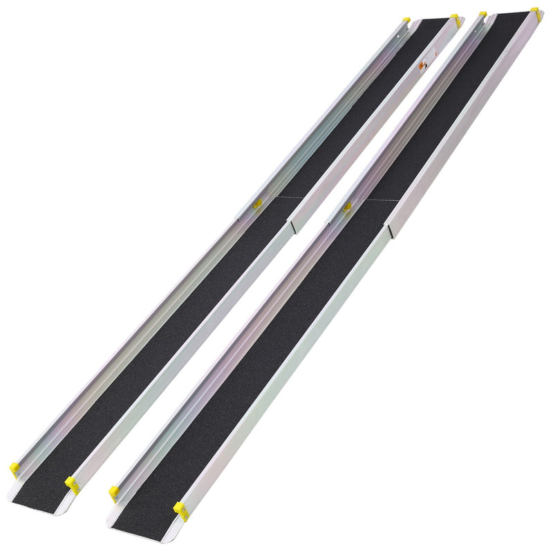 Premium Adjustable Telescoping Wheelchair Track Ramps Aluminium - Silver by HouseOfZazla