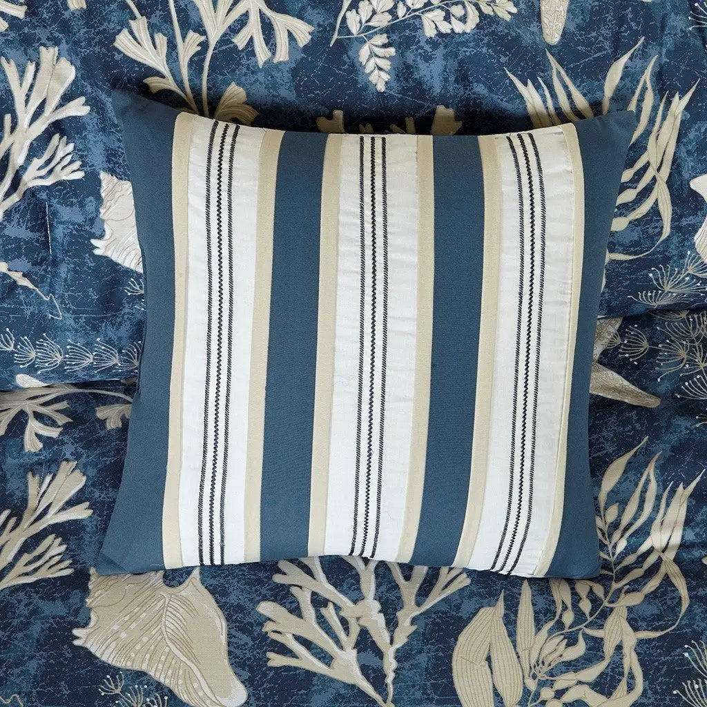 7 Piece Cotton Sateen Comforter Set Blue Cal King by HouseOfZazla