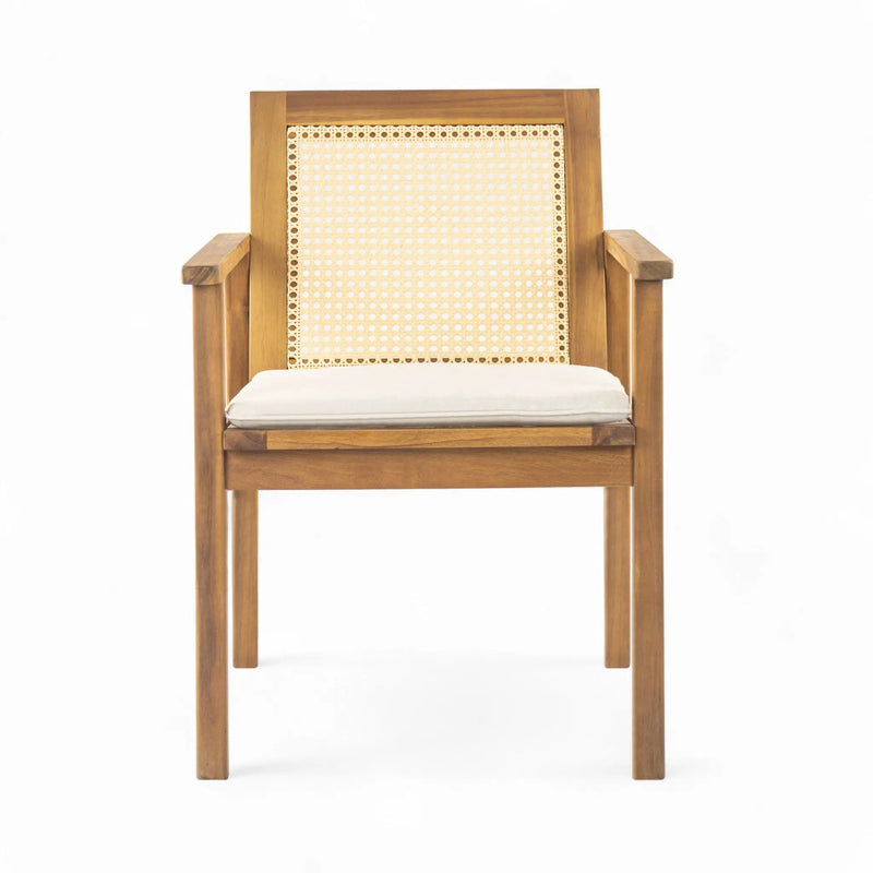 Preston Outdoor Dining Chair With Cushion Set of 2 - Teak / Beige by HouseOfZazla