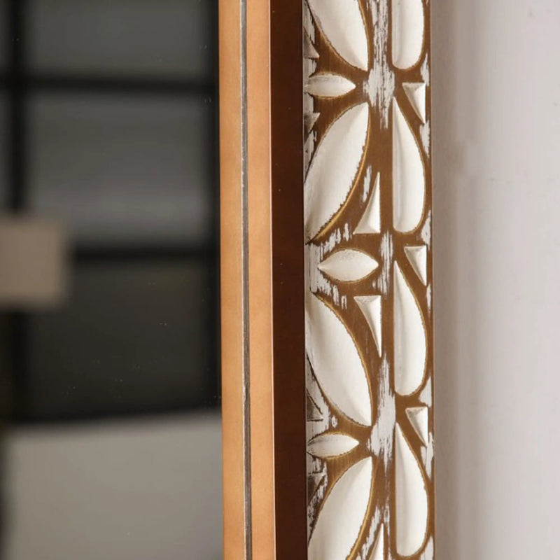 29.13"×47.24" Rectangular Carved Leaf Wall Mirror by HouseOfZazla