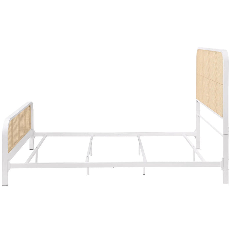 Lanewood Open Cane Webbing Metal Queen Bed White by Unique Piece Furniture