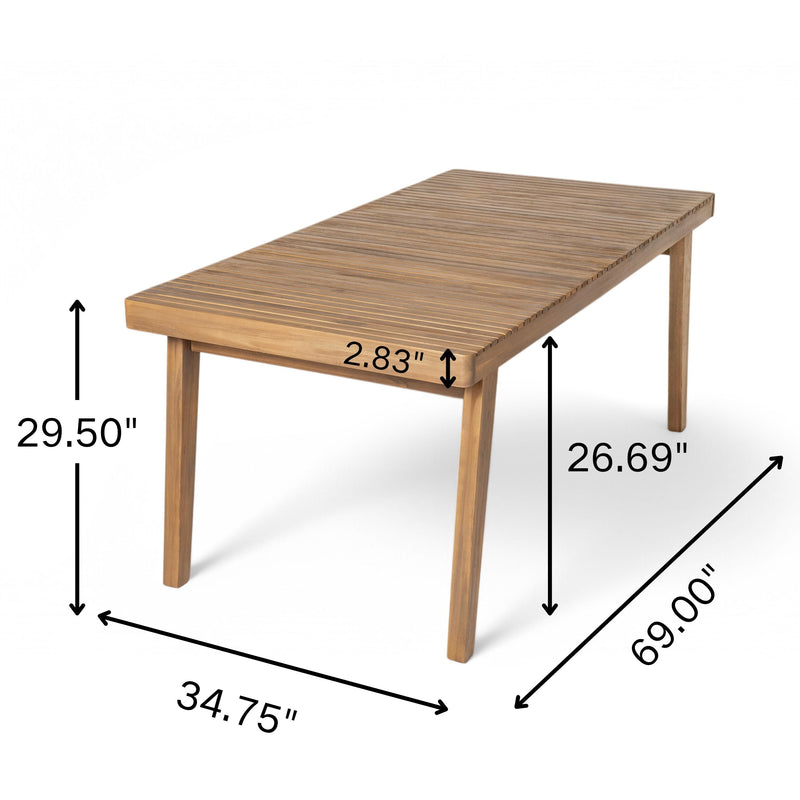 7-Piece Outdoor Acacia Wood Dining Set, 69" Rectangular Patio Table & 6 Mix by HouseOfZazla