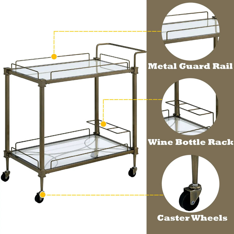 Aditya Mirrored & Antique Brass Finish Serving Cart by HouseOfZazla