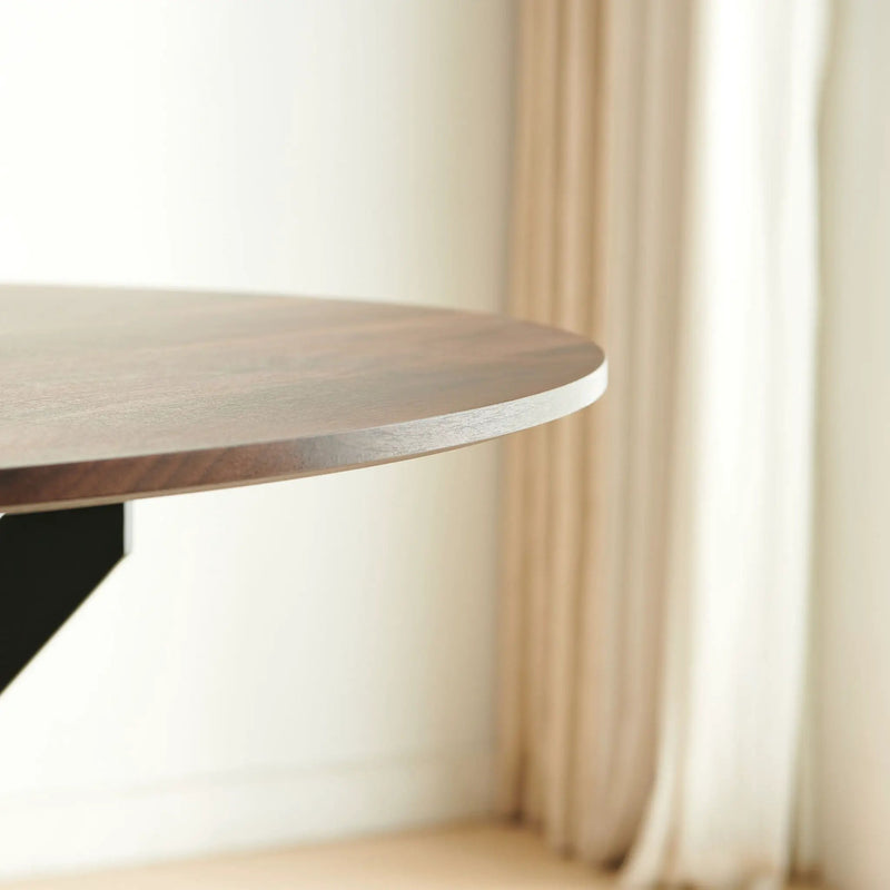 Mid-Century Dining Table For 4 - 6 People With Round Table Top, Pedestal Dining Table, End Table Leisure Coffee Table, Cross Leg by Unique Piece Furniture