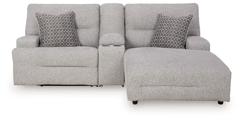 Acklen Place - 4 Pc. - 3-Piece Power Reclining Sectional Sofa With Raf Chaise, Wide Seat Power Recliner - Pewter by Unique Piece Furniture