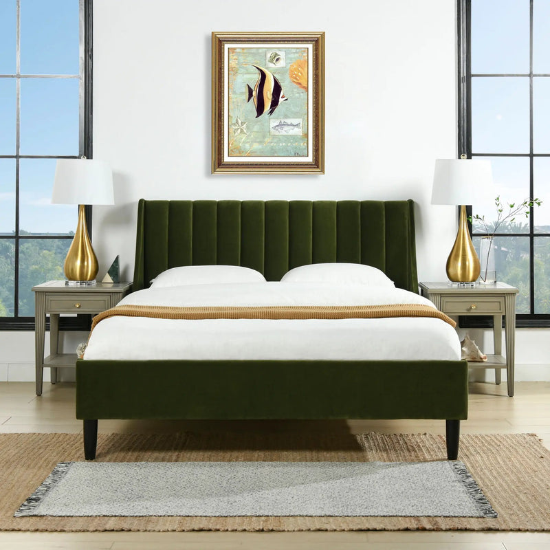 Aspen - Vertical Tufted Modern Headboard Platform Bed Set by HouseOfZazla