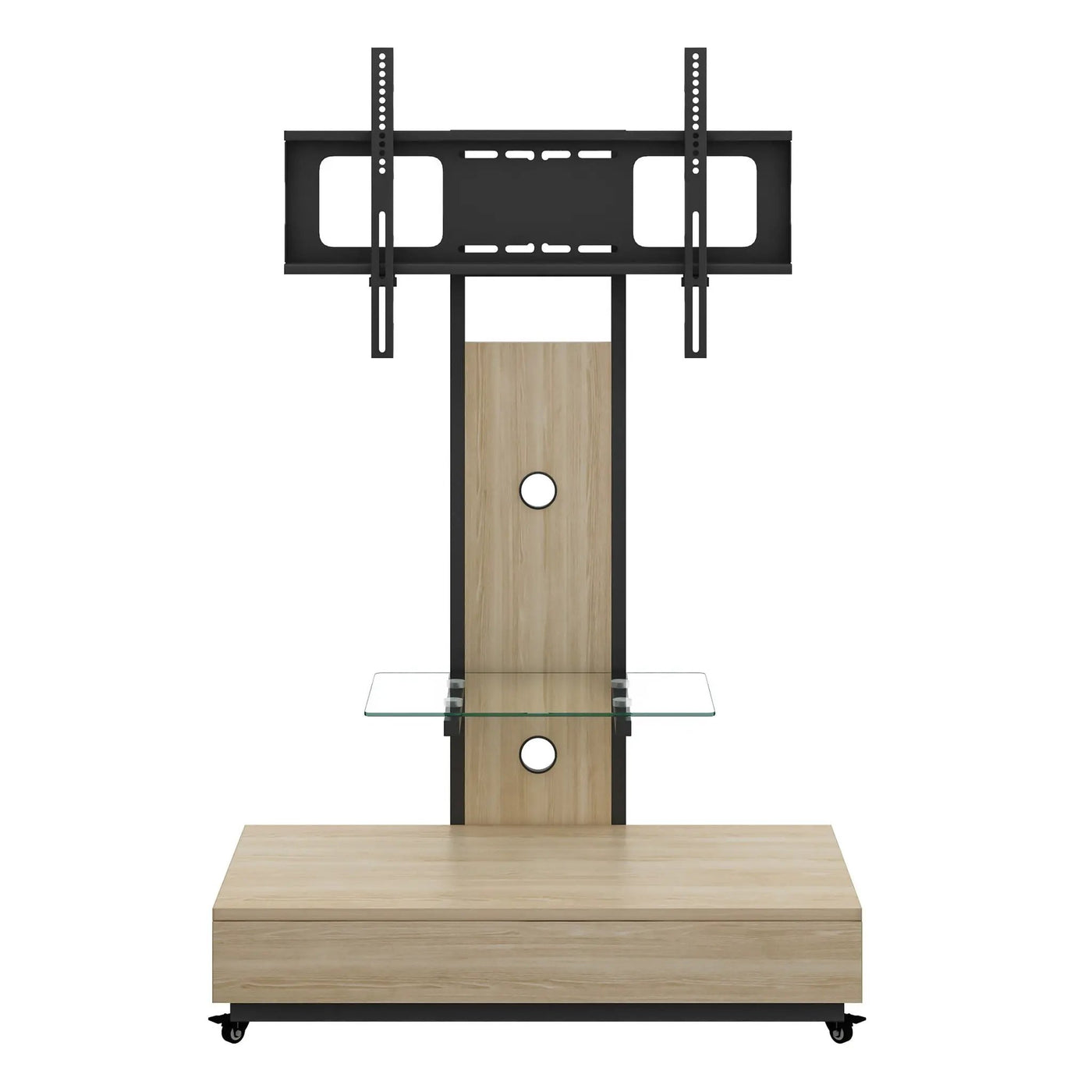 Mobile TV Cart With Push Pull Drawer, Lockable Wheels by HouseOfZazla