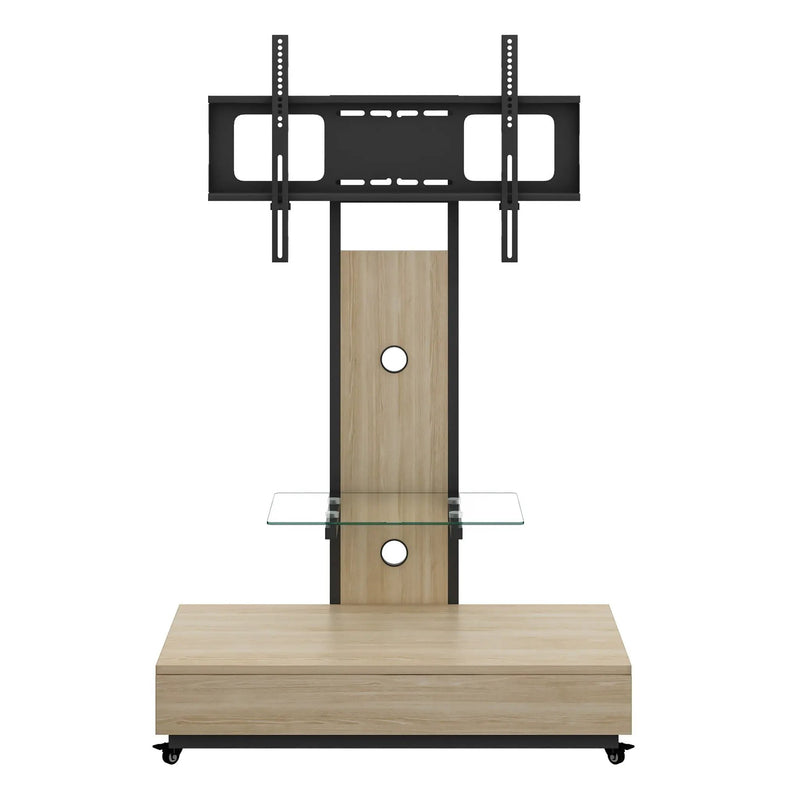 Mobile TV Cart With Push Pull Drawer, Lockable Wheels by HouseOfZazla