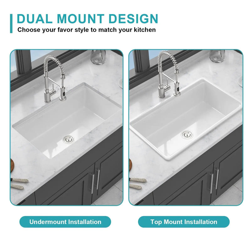 Undermount Workstation Single Bowl Porcelain Ceramic Kitchen Sink by HouseOfZazla