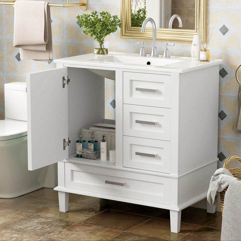 Bathroom Vanity, Modern Bathroom Cabinet With Sink Combo Set, Bathroom Storage Cabinet With A Soft Closing Door And 3 Drawers, Solid Wood Frame by Unique Piece Furniture