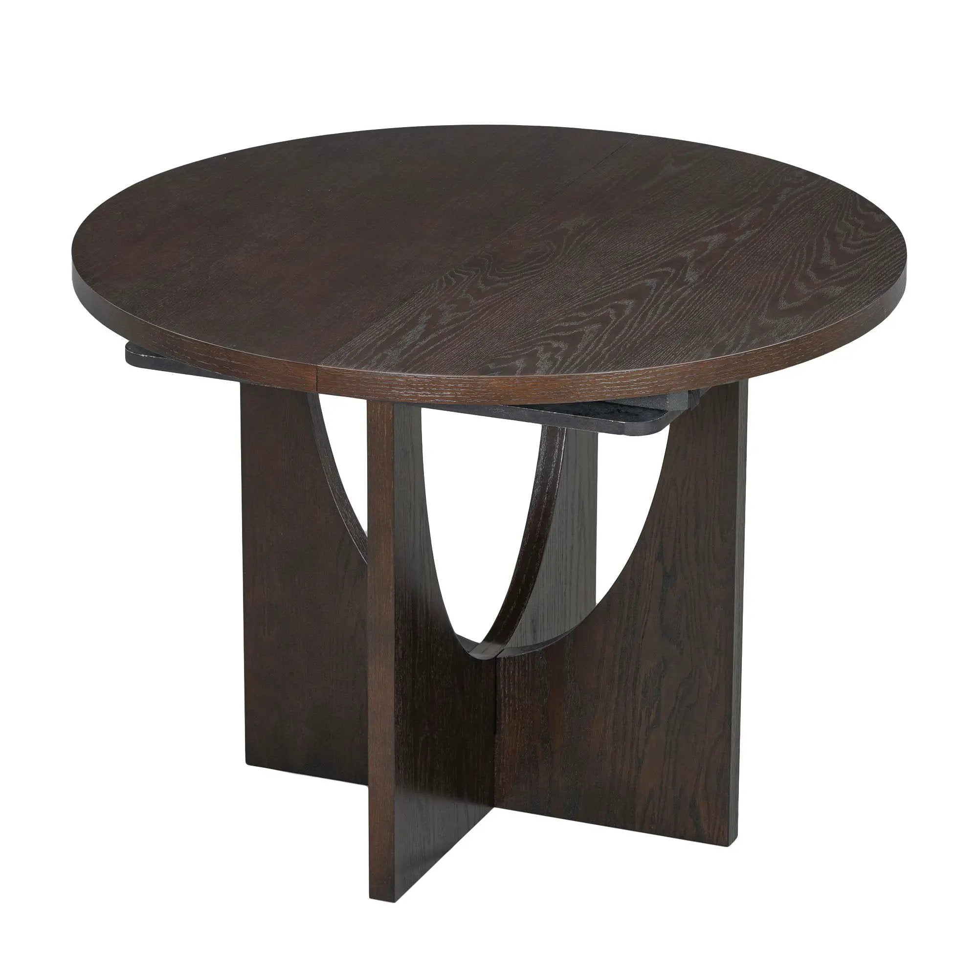 Topmax - 5 Piece Modern Extendable Round Dining Table Set With Removable Leaf For Small Places by HouseOfZazla
