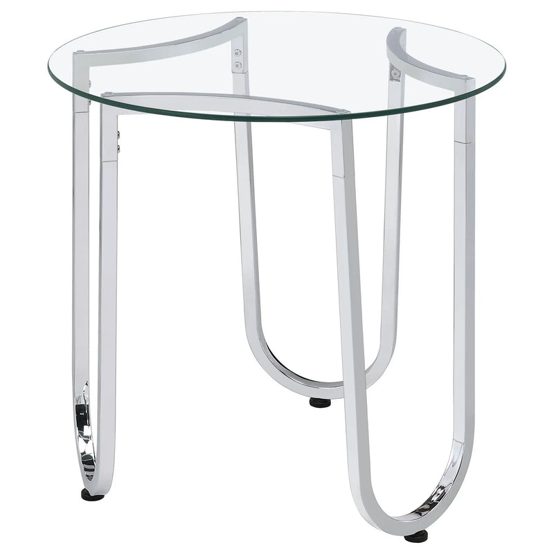 Beller 2-piece Round Tempered Glass Top Coffee Table Set Chrome by Unique Piece Furniture