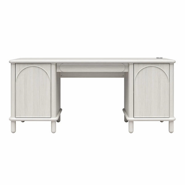 Selena - Double Pedestal Desk - Rustic White