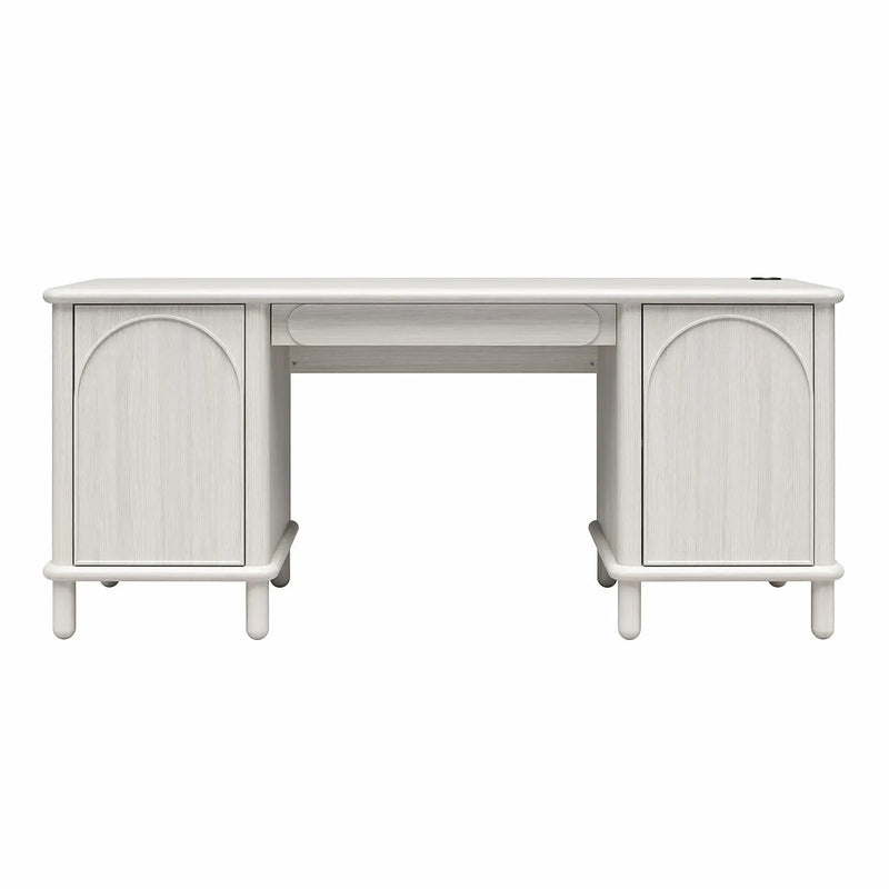 Selena - Double Pedestal Desk - Rustic White by HouseOfZazla