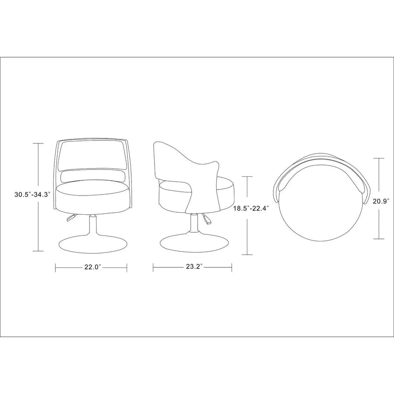 Salon - Swivel Lounge Chair 2 Tone Design With Adjustable Height And Full Swivel For Living Room - White by HouseOfZazla