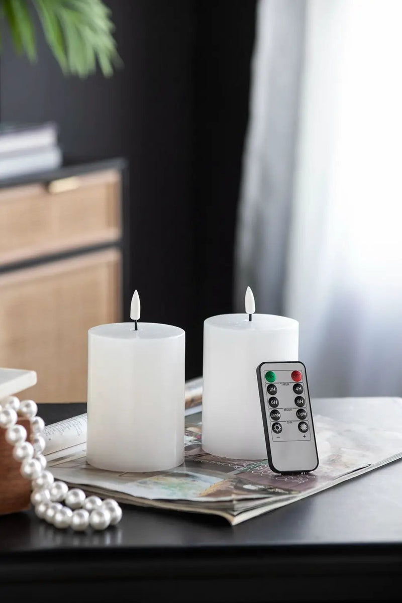 LED Candles With Wick And Remote Control Timer (Set of 2) - White by HouseOfZazla