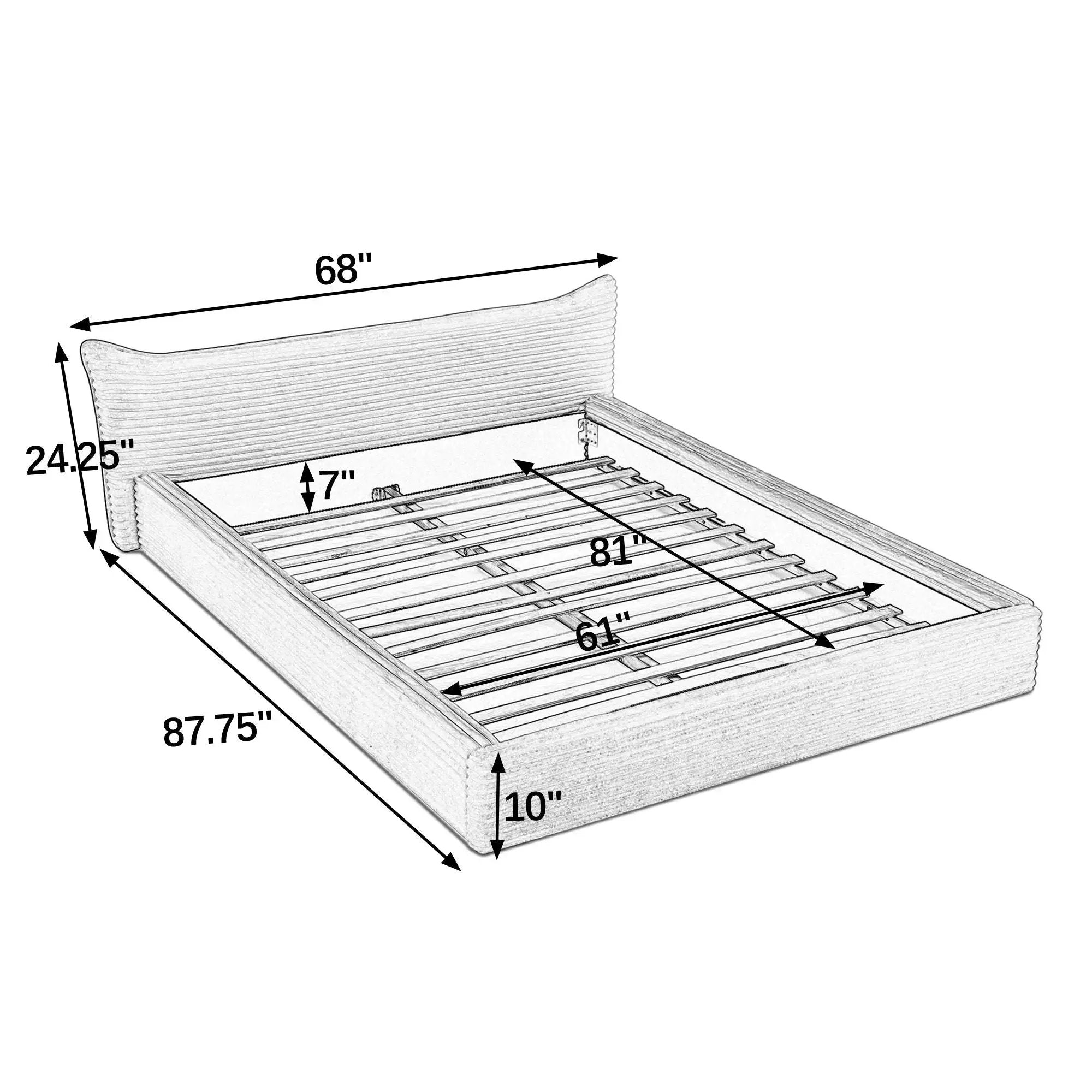 Modern Upholstered Bed Frame With Curved Headboard by HouseOfZazla