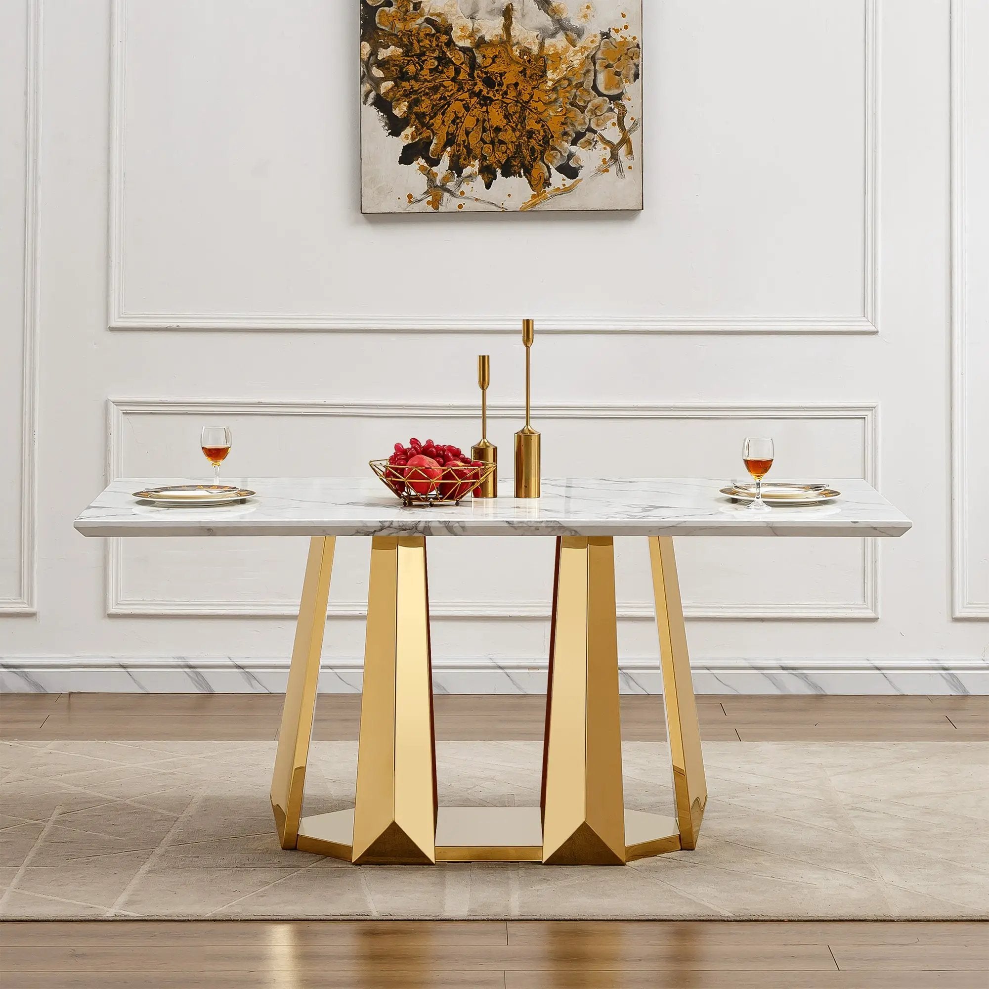 70'' Faux Marble Dining Table for 6 People by HouseOfZazla