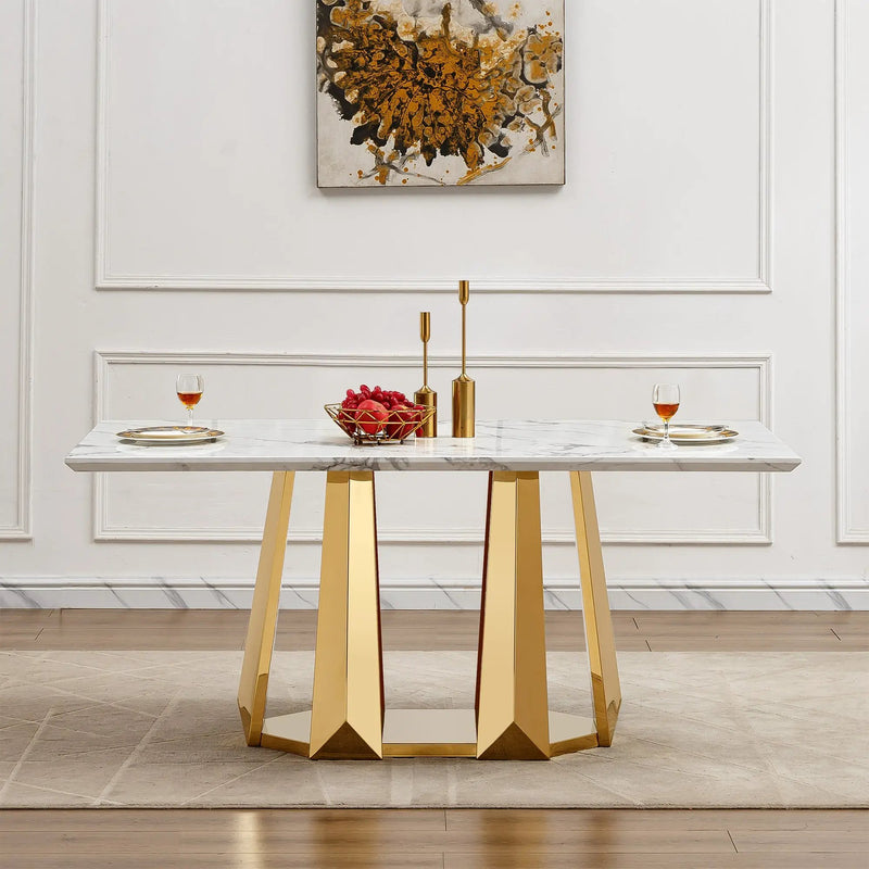 70'' Faux Marble Dining Table for 6 People by HouseOfZazla