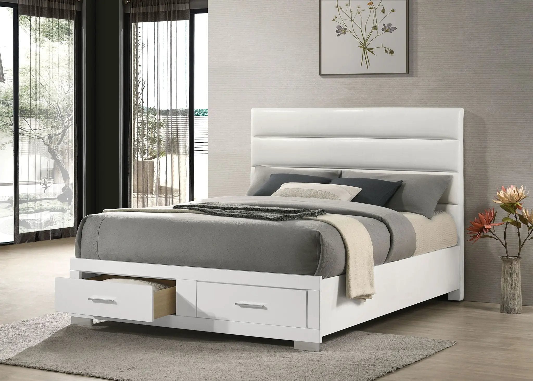 Felicity Eastern King Storage Bed White High Gloss by Unique Piece Furniture