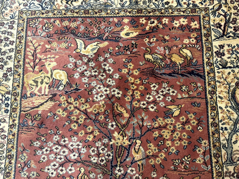Persian Wool Rug 4x6, Tree of Life Animal Pictorials, Vintage, Power Loomed Ardakan Rug by Jewel Rugs