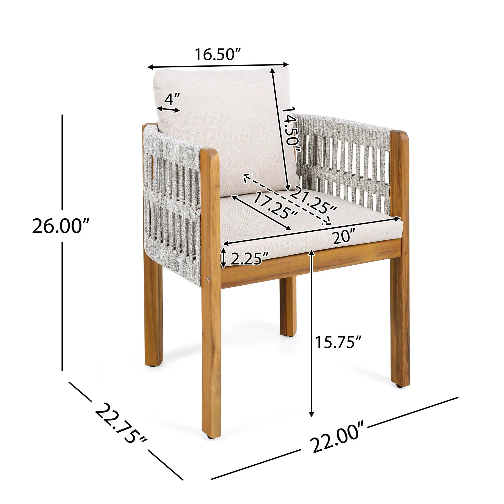 Outdoor Dining Chairs With Mix Rope Handles (Set of 2) by HouseOfZazla