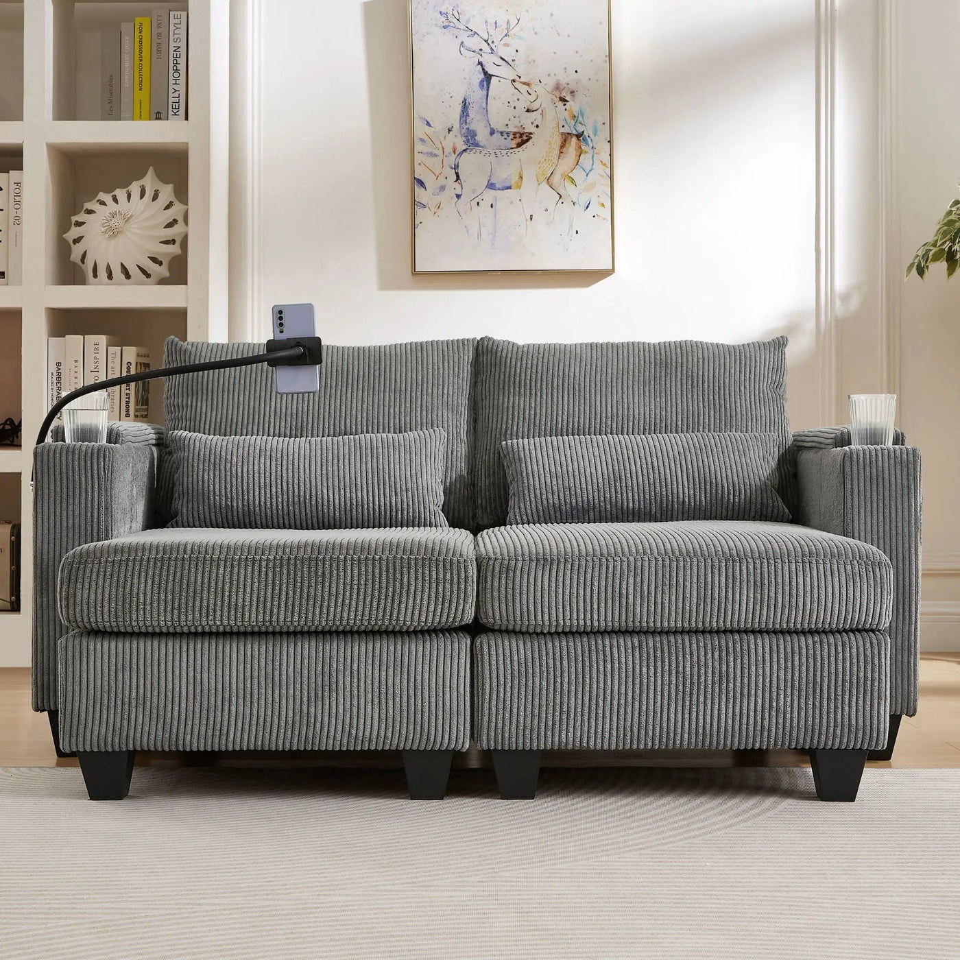 Convertible Chaise Lounge Sofa Chair With USB Ports, Cup Holders, Phone Holder And Storage by Unique Piece Furniture