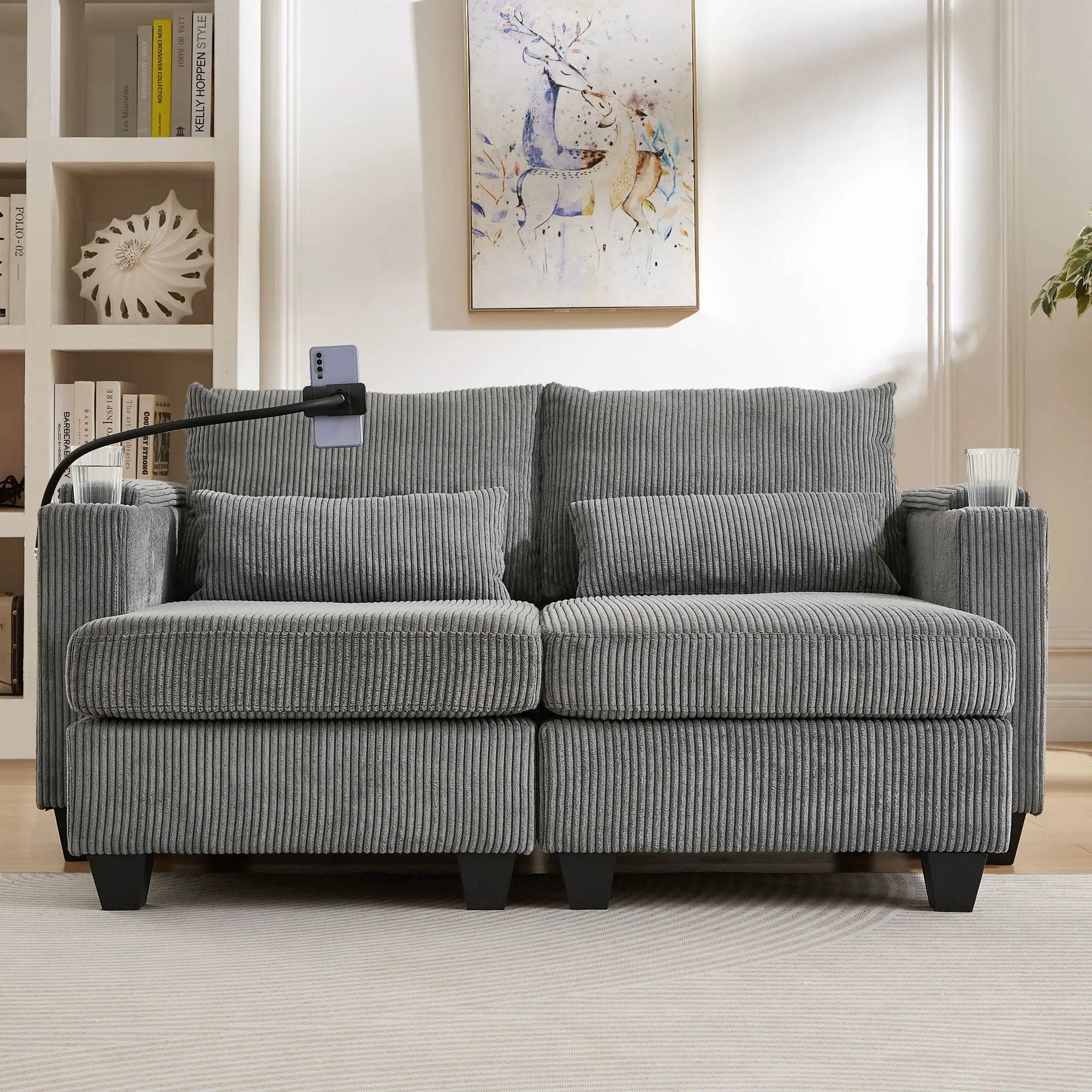 Convertible Chaise Lounge Sofa Chair With USB Ports, Cup Holders, Phone Holder And Storage by Unique Piece Furniture