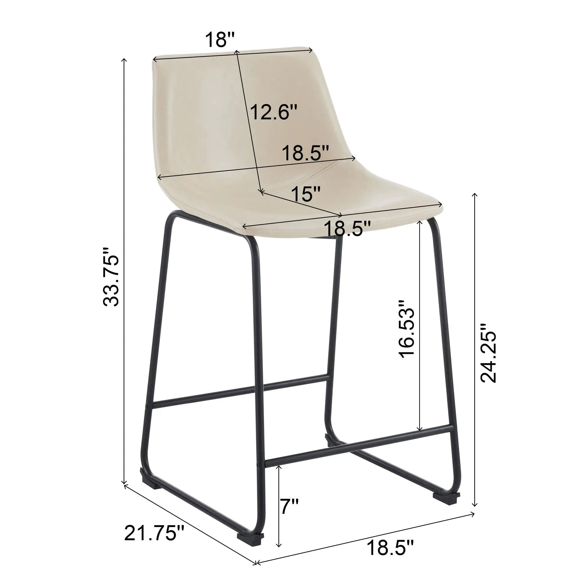 Vintage Style Armless Industrial Counter Stool Set of 2 by HouseOfZazla