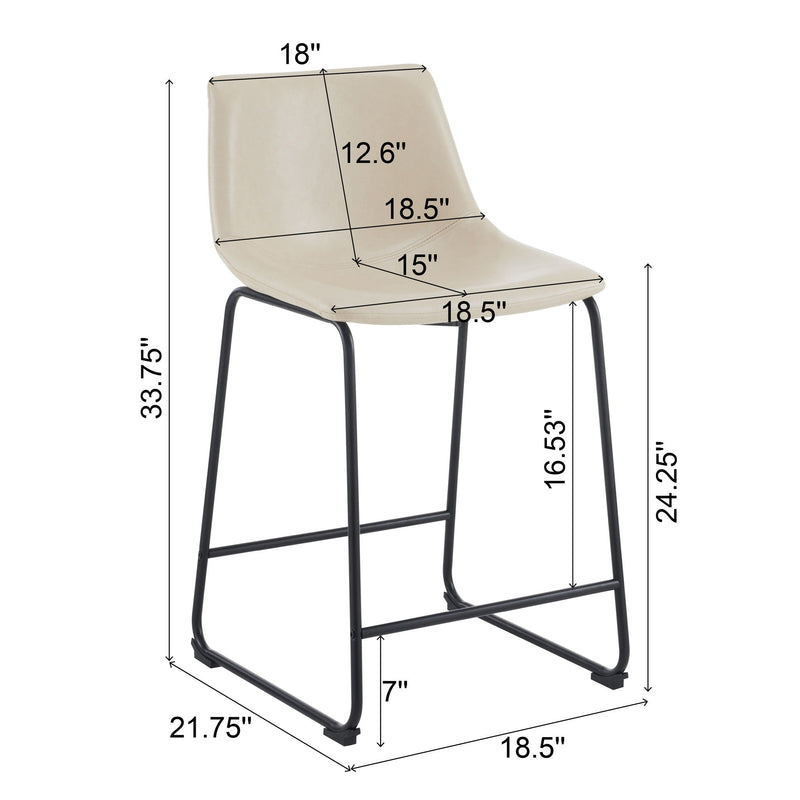 Vintage Style Armless Industrial Counter Stool Set of 2 by HouseOfZazla