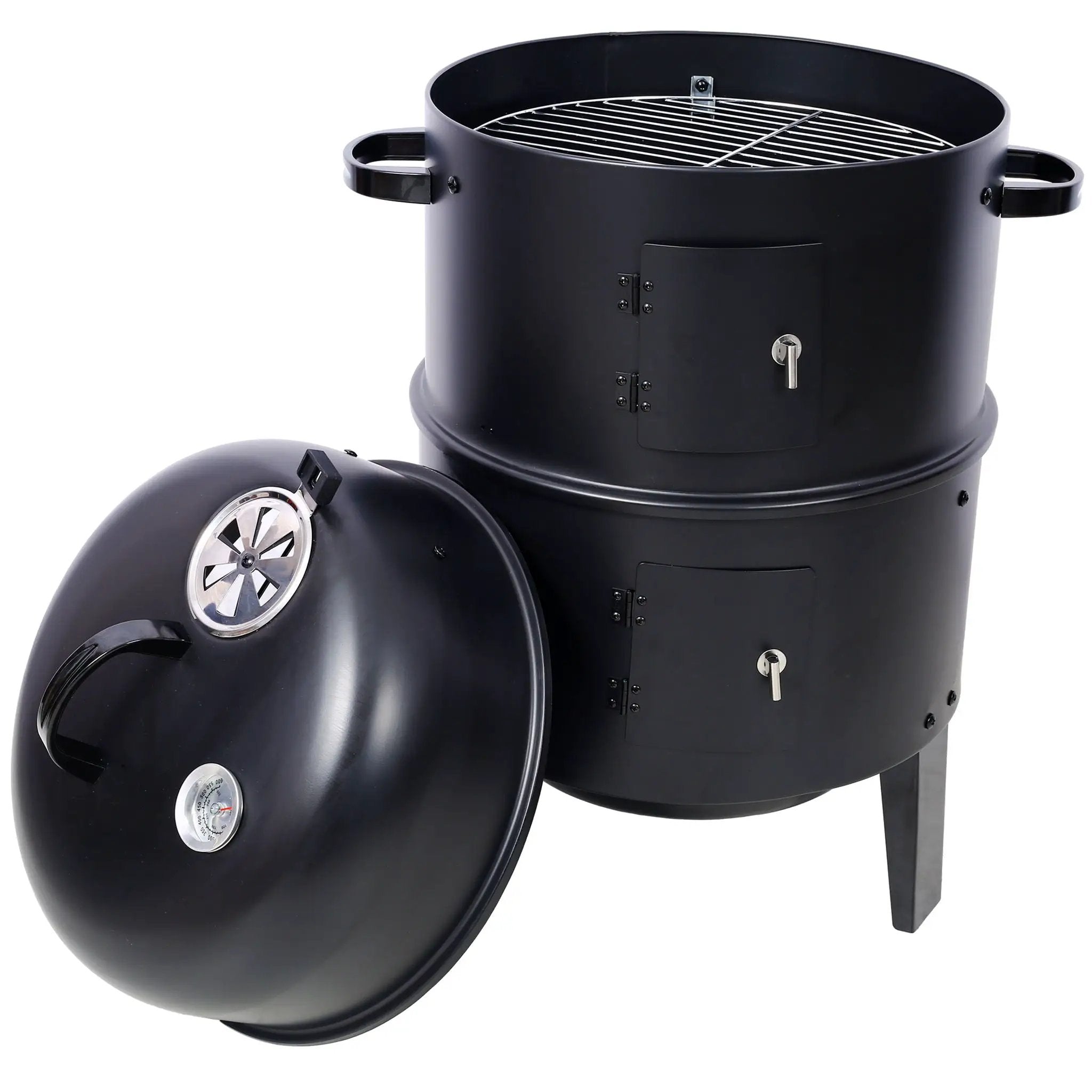 Portable Charcoal Smoker Grill For Outdoor Cooking - Black by HouseOfZazla