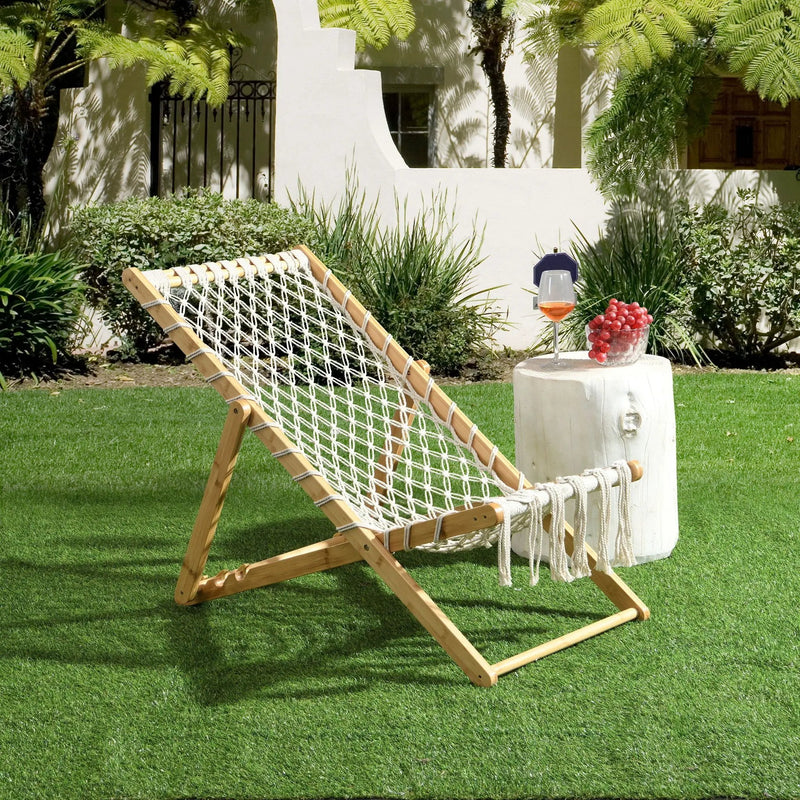 Bamboo Weaving Chair Set With Handwoven Rope For Patio And Living Spaces - Natural by HouseOfZazla