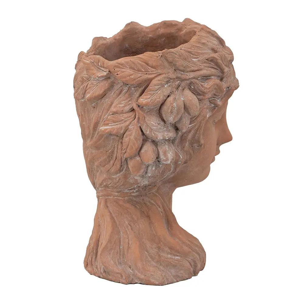 8X9X11.5" Head Bust Planter, Greek Style Cement Head Planter, Indoor Outdoor Home Garden Decor - Brown by HouseOfZazla
