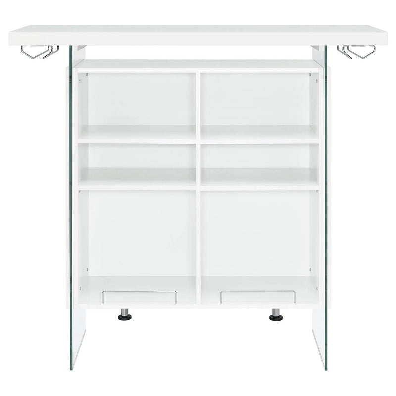 Acosta Freestanding Home Bar Wine Cabinet White High Gloss by Unique Piece Furniture