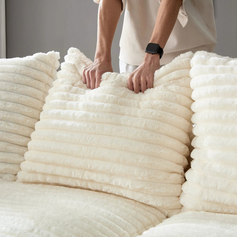 Deep Seat Convertible Sofa With Soft Pillows And Ottomans