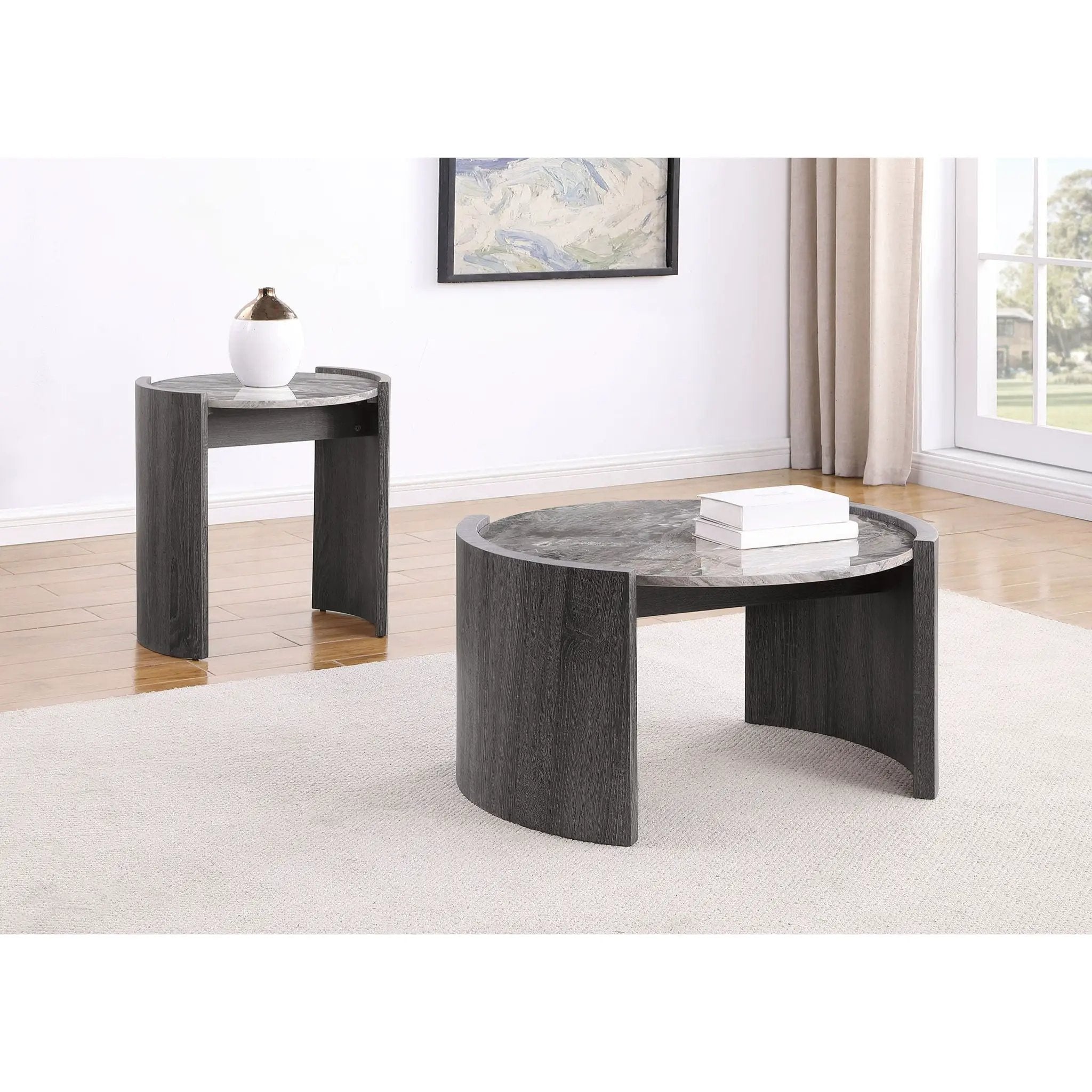 Zende - 2 Piece Coffee And End Table Set - Gray by HouseOfZazla