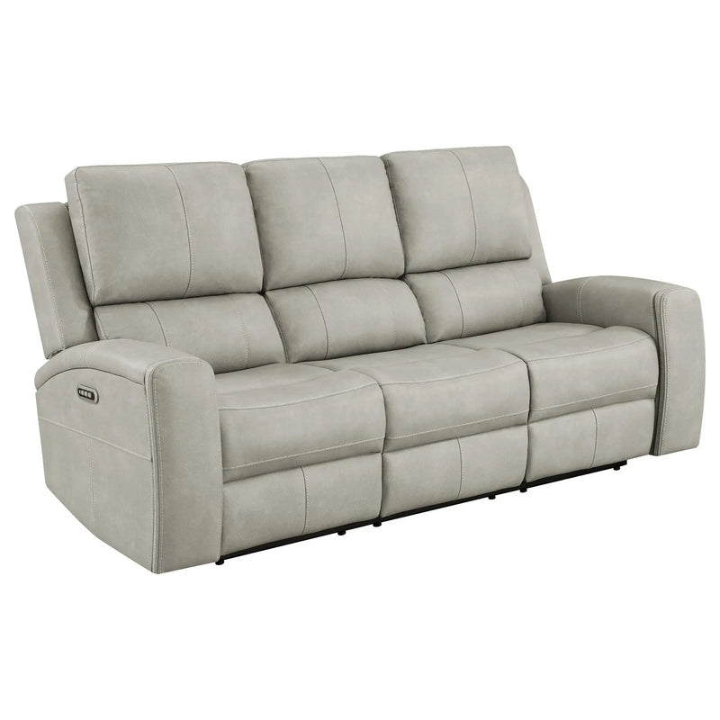 Brickston Triple Power Reclining Sofa Grey by Unique Piece Furniture