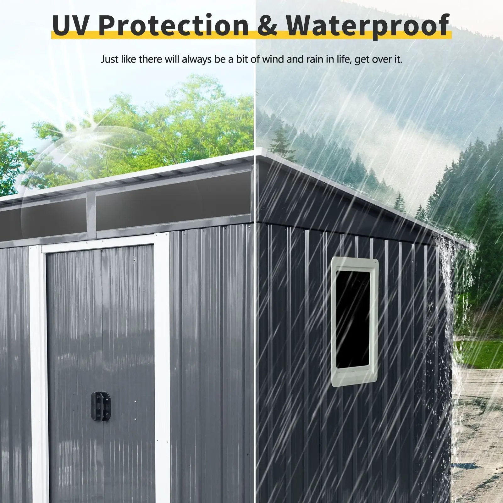 Outdoor Metal Storage Shed With Window And Transparent Plate For Garden, Lawn by HouseOfZazla