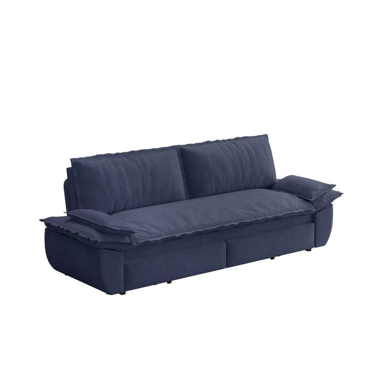 Queen Pull Out 3 In 1 Convertible Sleeper Sofa Bed - Blue by HouseOfZazla