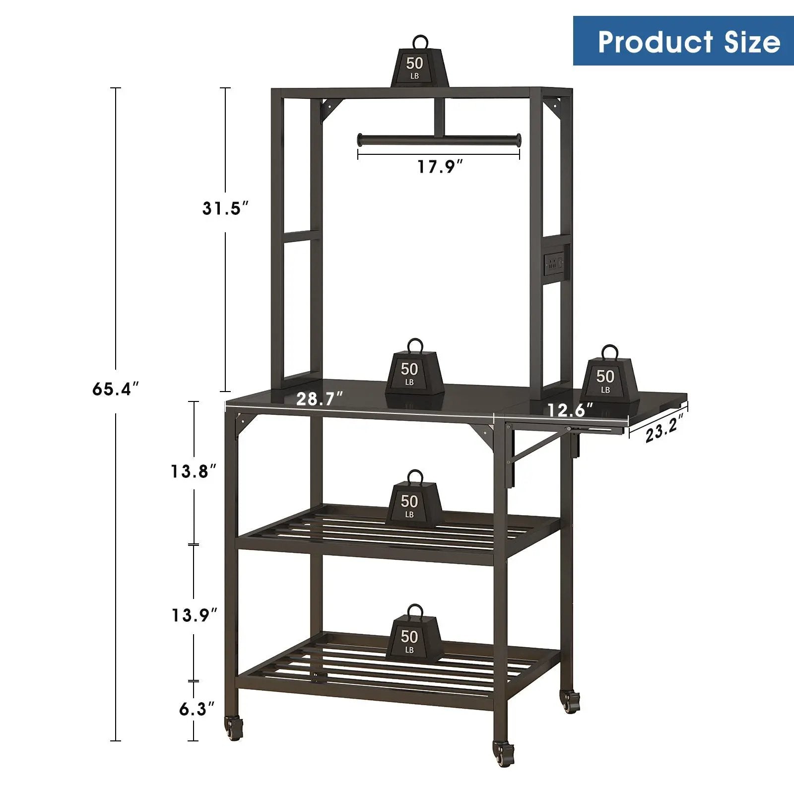 Heavy Duty 3D Printer Stand With Filament Storage Rack - Black by Unique Piece Furniture
