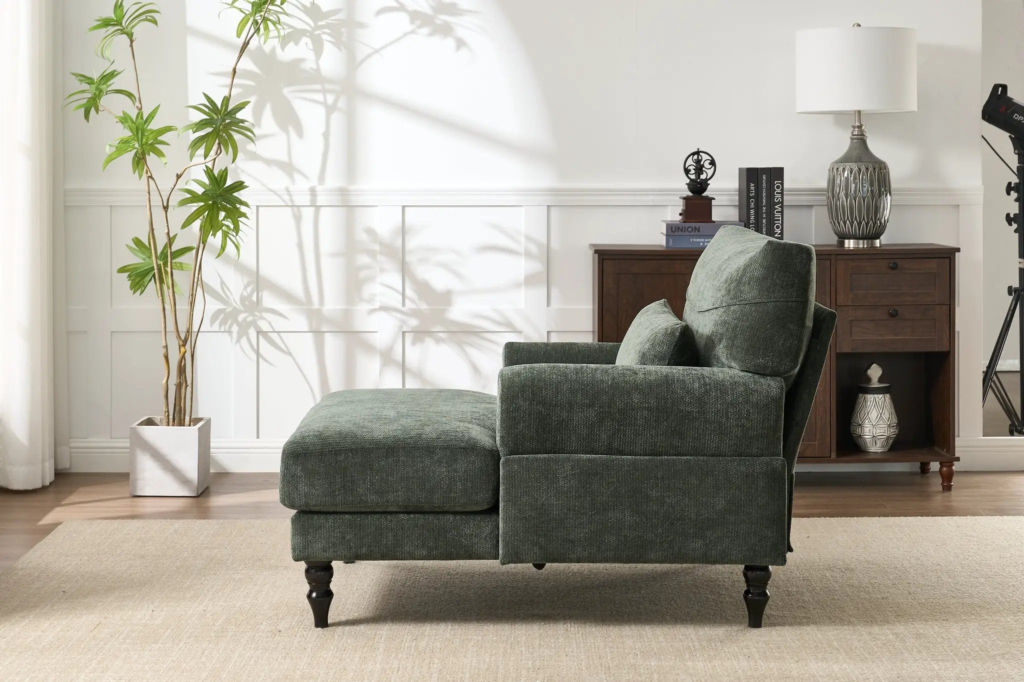 Modern Chaise Lounge Upholstered Sofa Recliner Chair in Green by HouseOfZazla