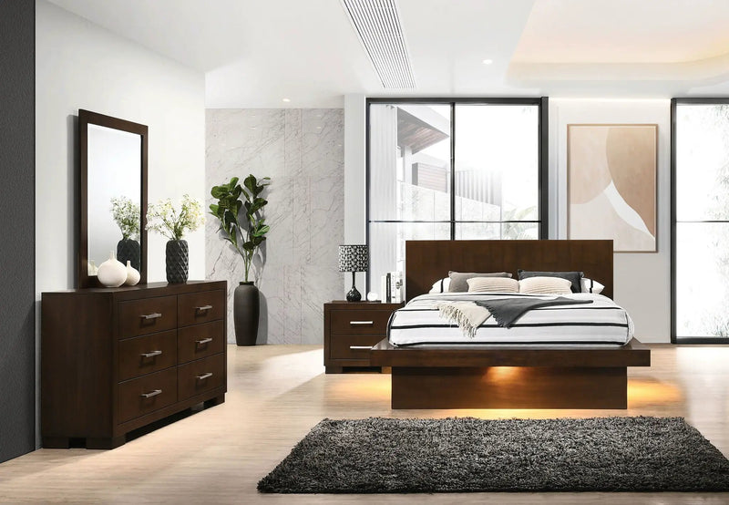 Jessica 4-piece Eastern King LED Bedroom Set Cappuccino by Unique Piece Furniture