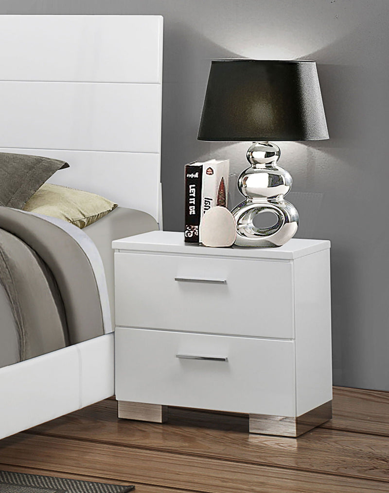 Felicity 2-drawer Nightstand White High Gloss by Unique Piece Furniture