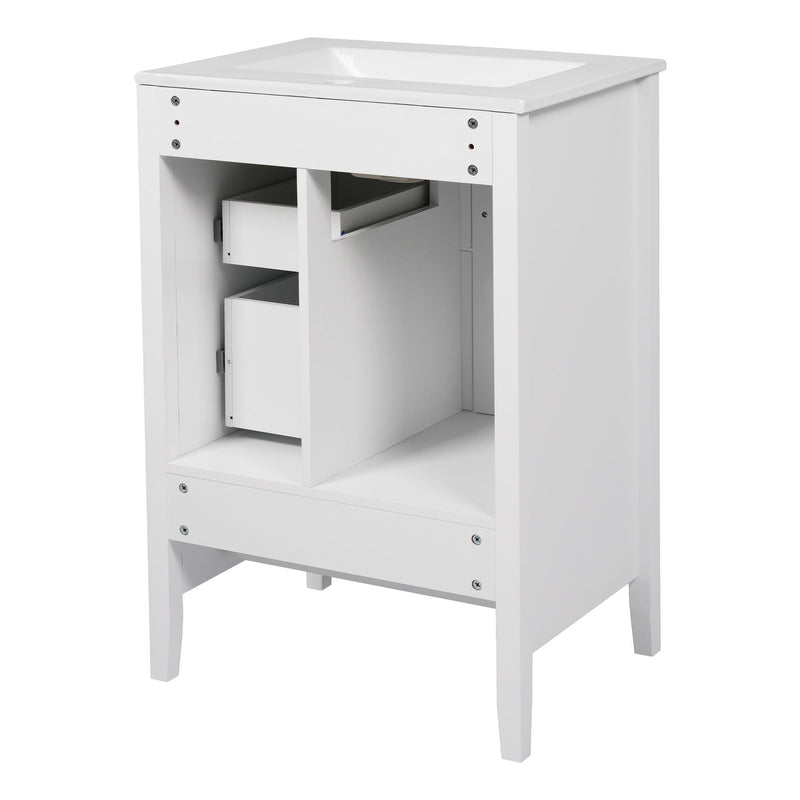 Retro Bathroom Vanity With Sink, Soft Closing Cabinet & Drawers by HouseOfZazla