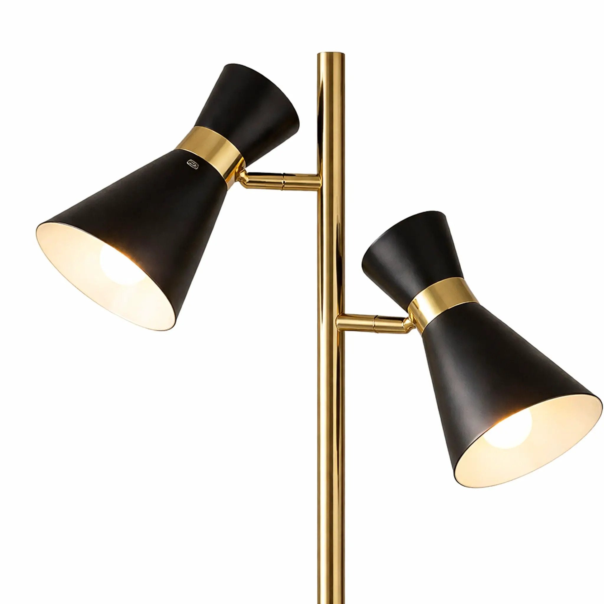Axis - Floor Lamp With 4 Way Switch Double Spots With Base - Black / Gold by Unique Piece Furniture