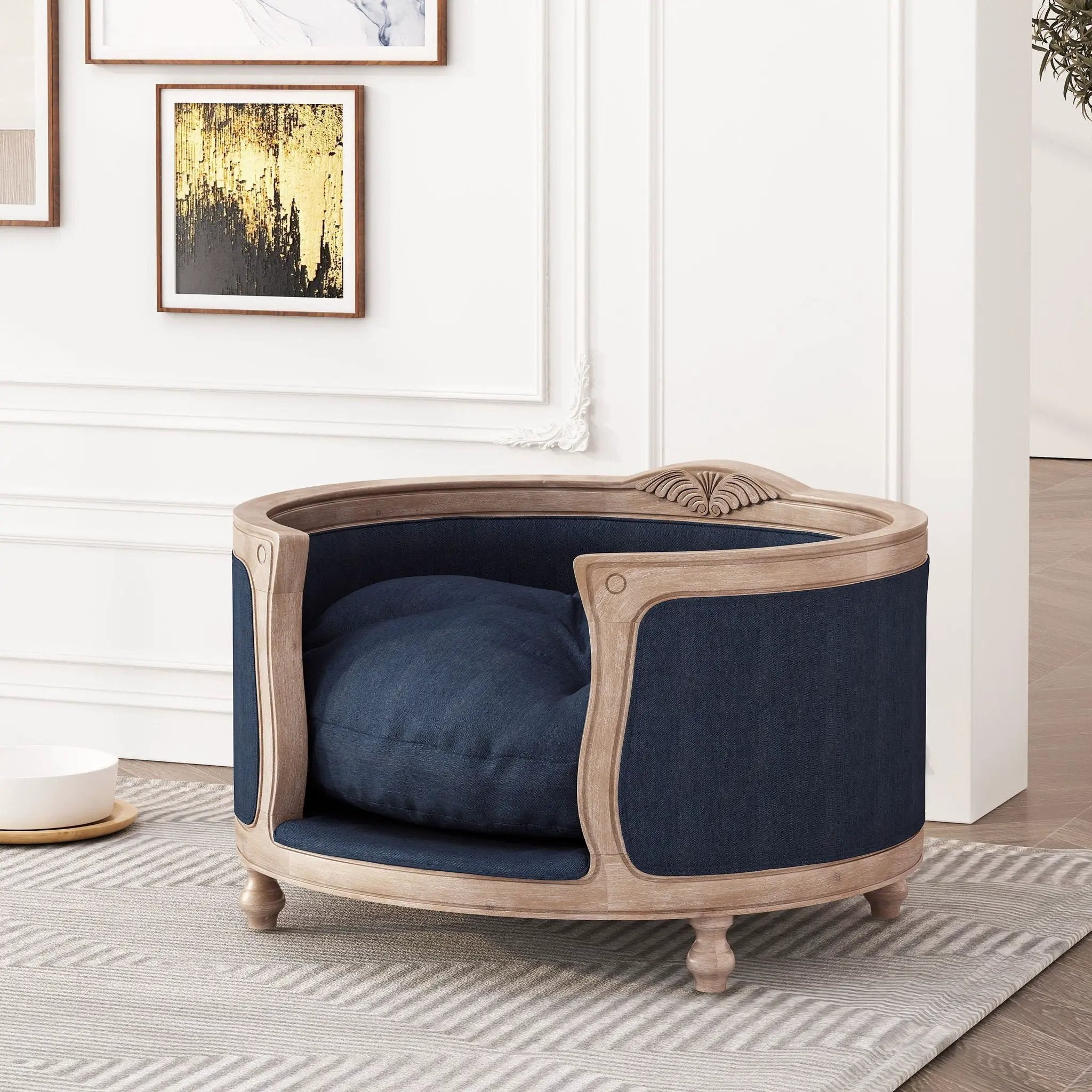 Upholstered Pet Bed, Fabric Dog Bed by HouseOfZazla