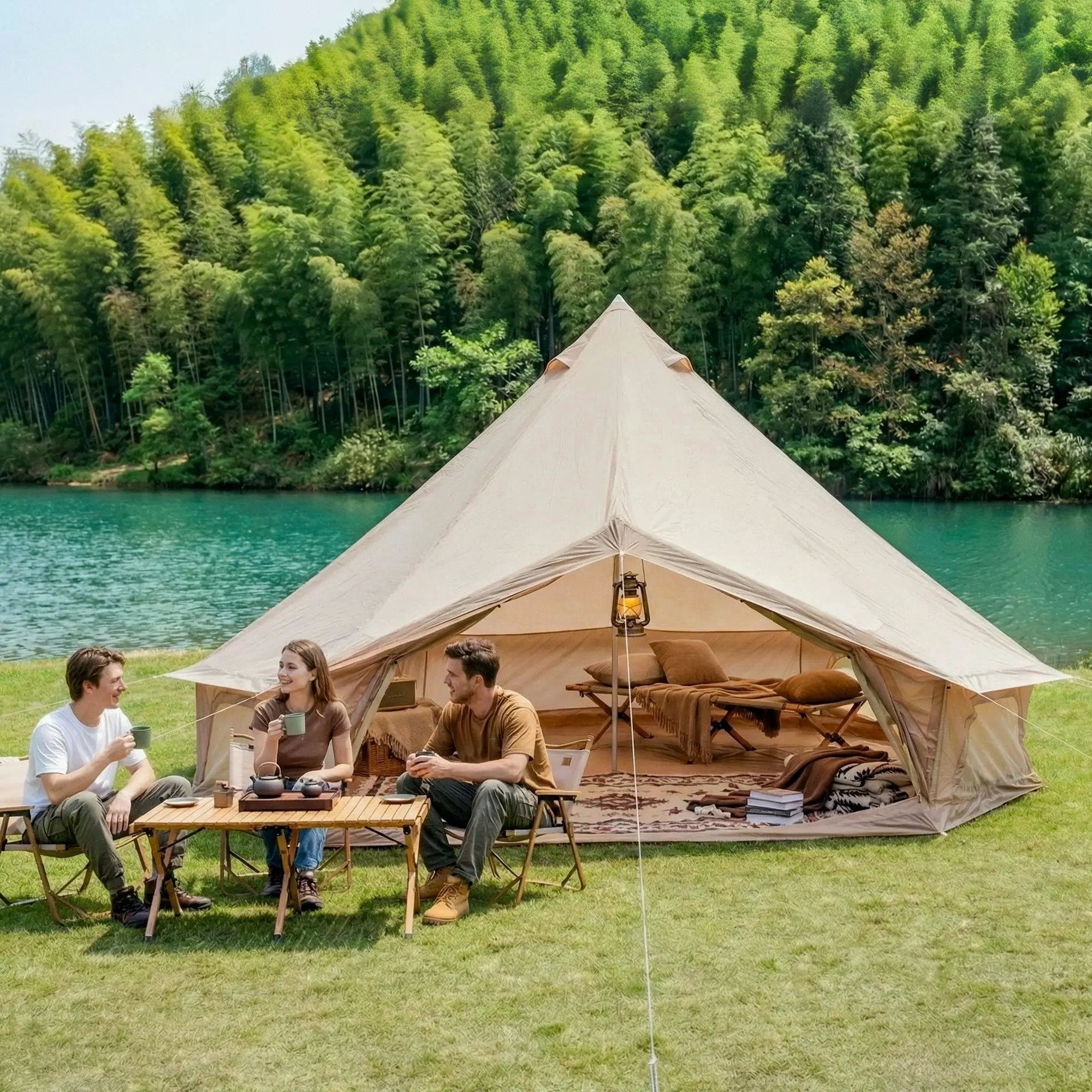 4 Season Bell Tent 16.4FT Waterproof Glamping Yurt by HouseOfZazla