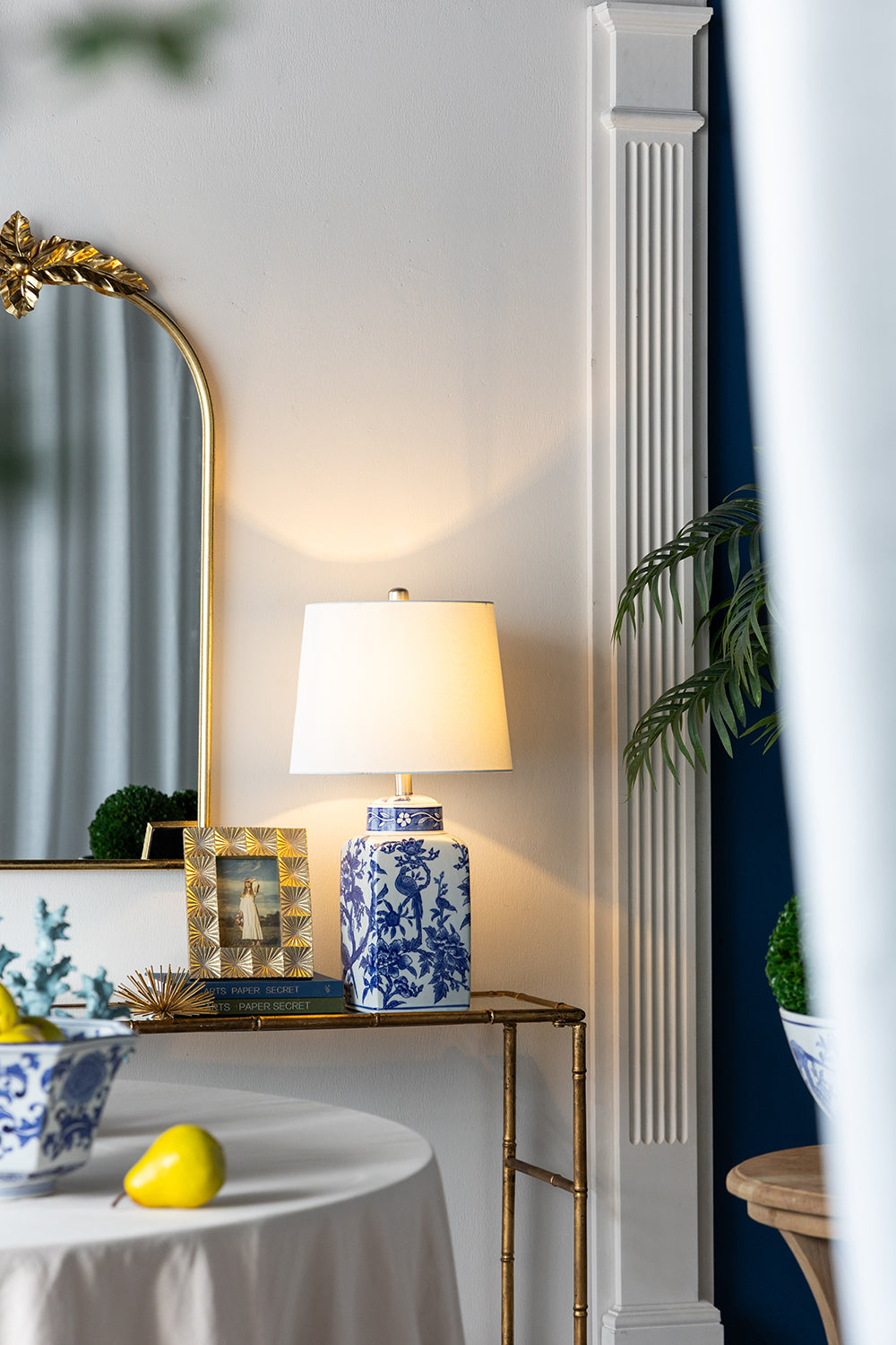 13x25' Blue and White Ceramic Vase Lamp by HouseOfZazla