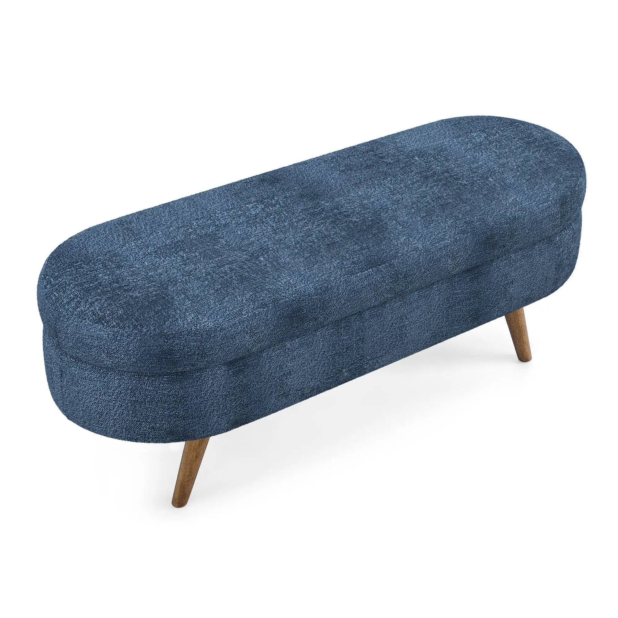 Modern Ottoman Oval Storage Bench With Rubber Wood Legs by Unique Piece Furniture
